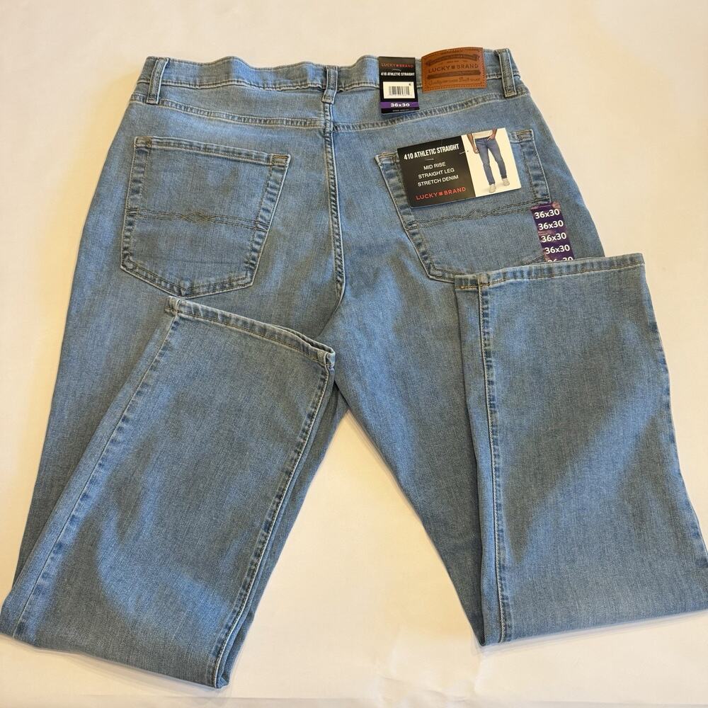 Lucky Brand 410 Athletic Straight Jeans Men's 36x30 Light Blue Denim (A0134) NWT - Picture 6 of 8